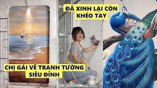 Chị gái vẽ tranh tường siêu đỉnh luôn