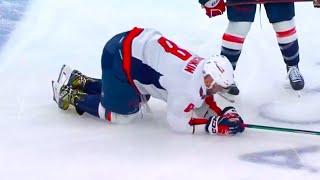 Alex Ovechkin Injury Leaves Game After Going Knee On Knee With Jack McBain | Capitals vs Utah HC