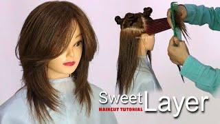 LAYERED HAIRCUT tutorial, easy! (sweet layer)|TREND