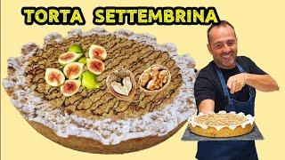 TORTA SBRISOLONA SETTEMBRINA ALLE NOCI CON CONFETTURA DI FICHI. RICETTA SPETTACOLARE FATTA A MANO