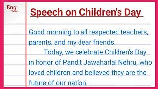 Speech On Children's Day in English | Children's Day speech | 14 November speech | children's day