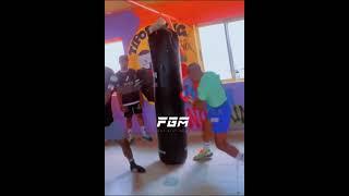 Taiwo “Esepo” Agbaje and Ridwan “Scorpion” Oyekola working on the heavy bag in the gym… #boxing #box