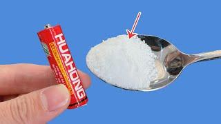 Revive Dead Batteries with Just One Spoon of Salt ! 塩を一さじで古い電池が復活！ 소금 한 스푼으로 헌 배터리 되살리기! 一勺盐，旧电池瞬间复活