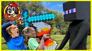 MINECRAFT IN REAL LIFE - KIDS BATTLE AN ENDERMAN & ENDER DRAGON!