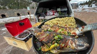 Risotto Rainbow Trout Catch And Cook (ft. Cilantro and Sriracha)