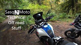 2023 BMW G310GS- Off-road single track, tree roots, mud, rocks all downhill