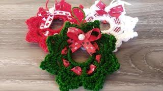 Mini Ghirlanda Uncinetto  Natale TutorialMini Wreath Christmas Crochet Mini Corona Navidad crochet