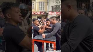 Loudmouthed Big Guy Gets Humbled by Smaller Arm wrestling Champion  #armwrestling #trending #fyp