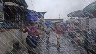 HEAVY RAIN FLOODS LOCAL MARKET IN GHANA, AFRICA