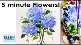 EASY paint a watercolor Hydrangea in 5 minutes!