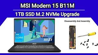 How To Upgrade SSD M.2 NVMe MSI Modern 15 B11M / Disassembly And Assembly