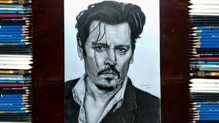 JOHNNY DEPP - Realistic portrait drawing with graphite pencil