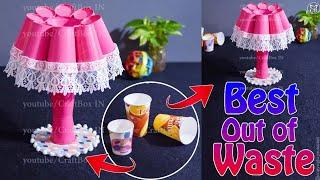 How to Make Show Lamp with Paper Glass | Table Lamp Making at Home | Show Lamp Making at Home