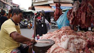 Cambodian Street Market Tours - Daily Lifestyle of Vendors Selling Fruit, Fish, Pork & More in Town