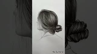 Hair sketching tutorial part -2 #easy hair sketching#art #bagichai bulbuli tui song #shorts #song