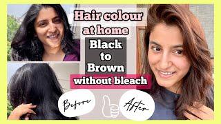 I coloured my BLACK hair to BROWN hair WITHOUT BLEACH at home | CARAMEL Brown Hair color