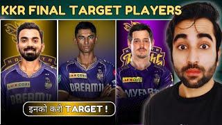 KKR TOP 10 TARGET PLAYERS IPL 2025 MEGA AUCTION | KKR BACKUP PLAYERS | AUCTION STRATEGY