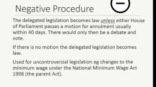 Parliamentary Control of Delegated Legislation