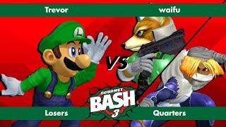 Gourmet Bash #3 - Trevor (Luigi) vs waifu (Fox/Sheik) - Melee Singles - Losers Quarters