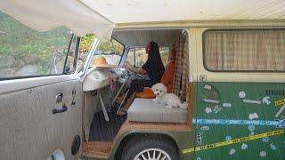 A night in a 60-year-old Volkswagen car on a day of sudden heavy rain