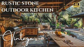 Rustic Outdoor Kitchens with Natural Material& Countertops | Designing Your Cozy Outdoor Dining Area