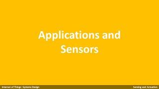 Lesson 3-1 [Sensing and Actuation] Applications and Sensors