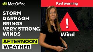 06/12/2024 - Storm Darragh brings strong winds - Afternoon Weather Forecast UK – Met Office Weather