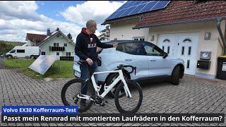 Volvo EX30 Kofferraumtest: Passt mein Rennrad mit verbauten Laufrädern in den Kofferraum?