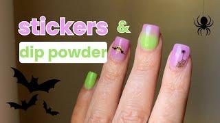 Halloween Dip Powder Nails With Stickers 