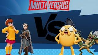 Velma & Arya Stark VS Jake & Stripe - Multiversus Gameplay