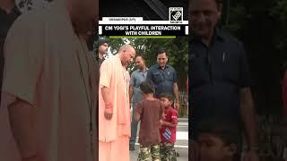 CM Yogi Adityanath playfully interacts with children during Janta Darshan in Gorakhnath temple