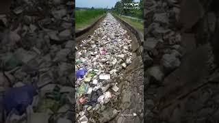 1KM long of plastic flowing into an irrigation canal in West Sulawesi, Indonesia