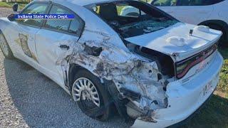 Truck driver cited after sideswiping Indiana State trooper