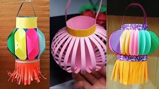 3 Easy Paper Lantern Making at Home | Paper Lamp Diwali Decoration Ideas 2022 | Paper Crafts