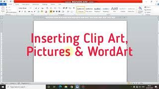 Class 5, Inserting Clip Art, Pictures & WordArt in MS Word.