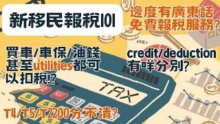 [移民加拿大] 新移民報稅101 買車可以扣稅? 車保/油錢甚至utilities都可以扣稅!? 🫨 credit/deduction有咩分別?