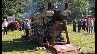 A huge GM EMD (Electro Motive Division) V12 two stroke engine is running