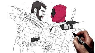 How To Draw Deadpool vs Wolverine | Step By Step | Deadpool 3