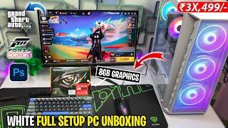 RS 3X,499/- White Gaming PC Build with Intel i5 + RX580 8gb graphic card | Unboxing & Full Setup