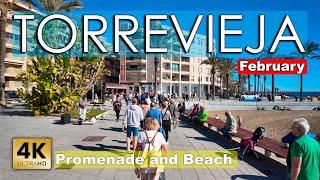 Torrevieja - Promenade and Beach, February 2025 - Spain | Costa Blanca - Walking tour [4k 60fps]