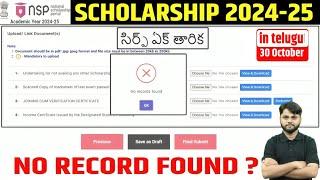 NSP Scholarship 2024-25 No Record Found in Telugu | NSP 2024-25 Apply Problem |NSP New Update Telugu