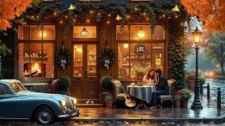 Rainy Day at Coffee Shop  Relaxing Smooth Jazz with rain and fireplace sound to Study /Relax /Work