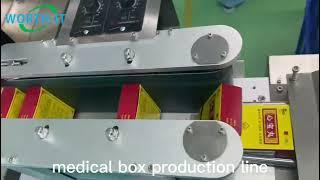 medical industry production and package line | box auto turning and collection machine