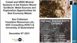 Ken Collerson - Cobalt and HREE Mineral Systems in the Eastern Mount Isa Block