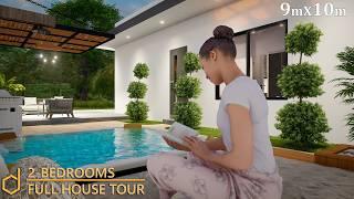 2 Bedroom Small Modern House Design with Jacuzzi | Stunning House Walkthrough