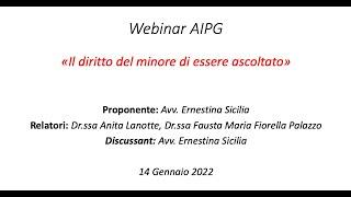 Webinar AIPG 14/01/2022 - Il diritto del minore di essere ascoltato