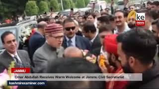 Omar Abdullah Receives Warm Welcome at Jammu Civil Secretariat