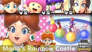 Super Mario Party Jamboree Daisy vs Toadette vs Waluigi vs Pauline in Mario's Rainbow Castle