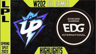 UP vs EDG Highlights ALL GAMES | LPL Spring 2022 W2D2 | Ultra Prime vs Edward Gaming