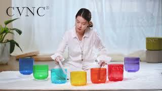 CVNC Alchemy Clear Color Crystal Singing Bowl Set With 7 Carrier Bags For Sound Bath Meditation